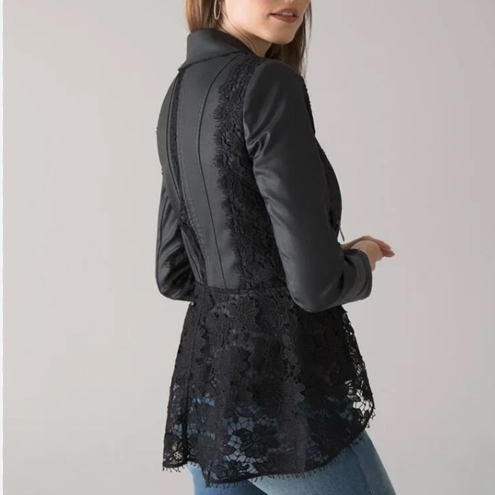 White House Black Market Coated & Lace Moto Jacket NEW! - Picture 2 of 13
